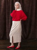 Blusa ampla canelada com gola canoa Biamar