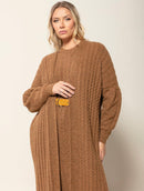 Casaco longo com tecimento em tranças, mangas bufantes e de cava quadrada Biamar