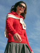 Blusa com tecimento em tranças, zíper e manga com com cava posta aBenção