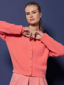 Casaco canelado em fio pluma com botões aBenção