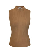 Regata em fio pluma canelada e com gola rolê Biamar