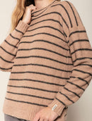 Blusa mullet com padronagem em listras, gola redonda e mangas de cava quadrada Biamar