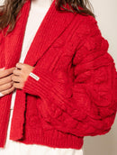 Casaco em ponto laço com mangas bufantes e sem fechamento frontal Biamar