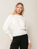 Blusa com gola redonda e mangas de cava raglan Biamar