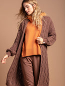 Casaco alongado em algodão com tecimento em tranças e mangas de cava quadrada Biamar