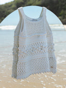 Regata em algodão com pontos vazados e decote quadrado Urbanity