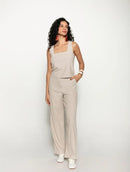 Calça reta com bolsos faca e elástico Biamar