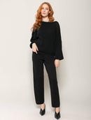 Calça reta em algodão com cordão ajustável logomarca nas laterais Biamar