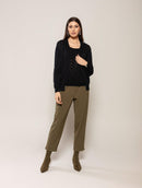 Casaco em algodão com pontos vazados e mangas de cava posta Biamar