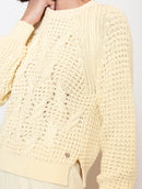 Blusa em algodão com tecimento de folhas  e mangas de cava raglan Biamar