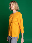 Blusa mullet em tricoline com gola redonda e mangas de cava posta Urbanity