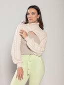 Bolero com tecimento em tranças e gola alta Urbanity