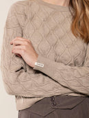 Blusa em ponto losango com gola redonda e mangas de cava quadrada Biamar