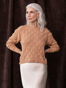 Blusa em ponto losango com gola redonda e mangas de cava quadrada Biamar