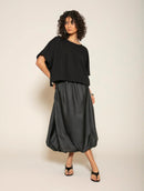 Saia balonê midi com elástico na cintura Biamar