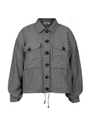 Jaqueta com padronagem em listras, botões, bolsos e mangas de cava posta Biamar