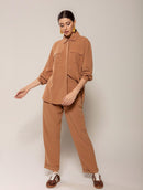 Camisa alongada em viscolinho com botões e bolsos Biamar