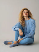 Casaco em algodão com pontos vazados e mangas de cava quadrada Biamar