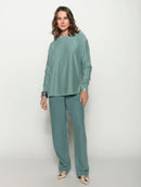 Blusa alongada em algodão com gola redonda, fendas e mangas de cava posta Biamar