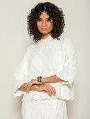 Blusa em algodão com trama detalhada e barra ondulada Biamar