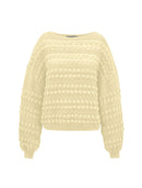 Blusa em algodão em pontos vazados, gola canoa e mangas de cava quadrada Biamar