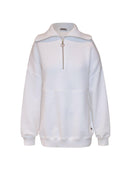 Blusa unissex alongada com zíper na gola e mangas em moletom Biamar