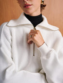 Blusa unissex alongada com zíper na gola e mangas em moletom Biamar