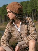 Casaco com padronagem em listras, botões e mangas de cava raglan aBenção