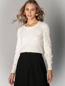 Blusa canelada de gola redonda com manga de cava posta aBenção