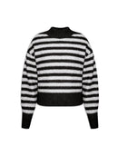 Blusa com padronagem em listras, gola média e mangas com cava quadrada aBenção