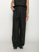 Calça reta em linho com bolsos e elástico Biamar