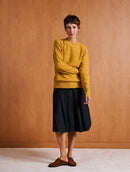 Blusa alongada de gola redonda com detalhe em botões e mangas de cava posta Biamar