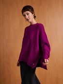 Blusa alongada com fenda e manga de cava posta Biamar