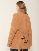 Casaco canelado com pontos estruturados, cinto removível e mangas de cava quadrada Biamar