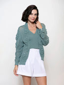 Casaco em algodão vazado com ponto margarida e mangas de cava posta Biamar