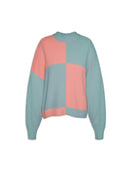 Blusa em fio pluma com padronagem geométrica, gola redonda e mangas de cava quadrada aBenção