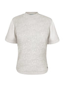 Blusa manga curta com detalhe de pontos vazados e tecimento de folhas Biamar