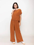 Blusa mullet de gola redonda com bolso e manga curta Biamar