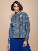 Blusa em padronagem xadrez com gola média e mangas de cava quadrada Urbanity