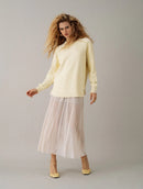 Blusa alongada em algodão com gola redonda, fendas e mangas de cava posta Biamar