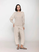 Calça com pregas e bolsos faca Biamar