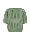 Blusa em algodão com pontos vazados e gola canoa Biamar