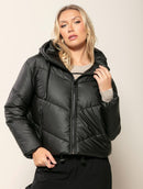 Jaqueta puffer com capuz, bolsos e fechamento em zíper Biamar