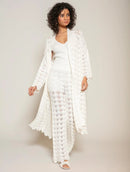 Calça em algodão om trama vazada e forro Biamar