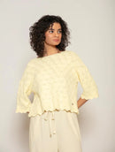 Blusa em algodão com trama detalhada e barra ondulada Biamar