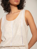 Regata em viscolinho com detalhe vazado Biamar