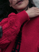 Casaco em ponto laço com mangas bufantes e sem fechamento frontal Biamar