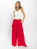 Calça pantalona com pregas, bolsos sobrepostos e elástico Urbanity