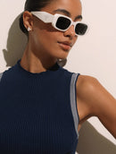 Vestido midi canelado com detalhe de cava Biamar