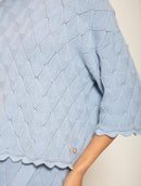 Blusa em algodão com trama detalhada e barra ondulada Biamar